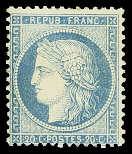 N°37 20c bleu, neuf *, TB. Signé Calves