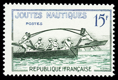 N°1162a 15f Joutes Nautiques, variétés double F de