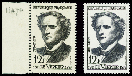 N°1147a 12f Joseph Le Verrier, nuance brun noir au