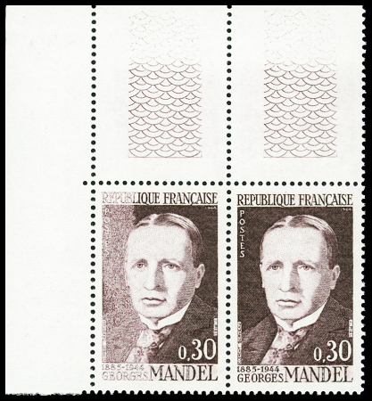 N°1423a 30c Georges Mendel, variété impression incomplète