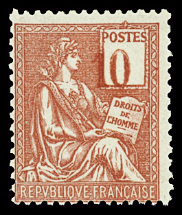 N°112a 10c rose, variété chiffre déplacé, neuf **,