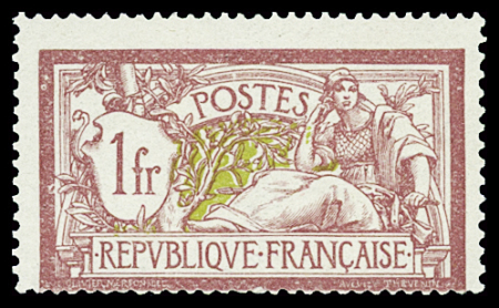 N°121 1fr lie de vin et olive, variété impression recto