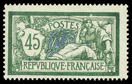 N°143 45c vert et bleu, variété recto verso, neuf **,