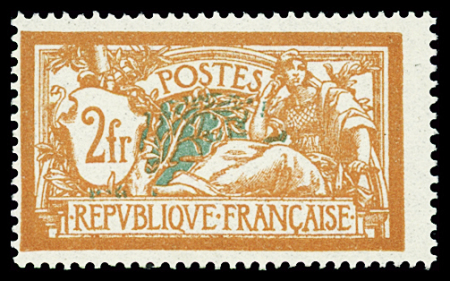 N°145 2fr orange, variété recto verso partiel, neuf