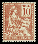 N°116b 10c rouge, variété recto verso, neuf ** (pli