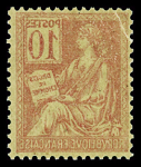 N°116b 10c rouge, variété recto verso, neuf ** (pli