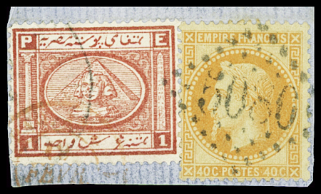 N°31 40c orange, GC 5080 Alexandrie + timbre d'Egypte