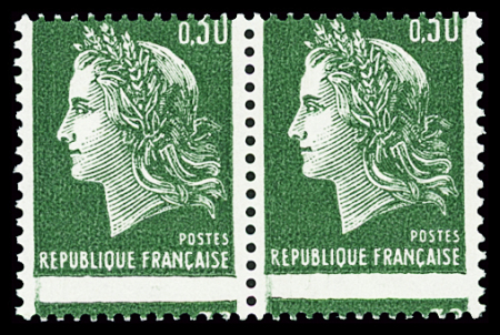 N°1611f 30c vert, Marianne de Cheffer, variété piquage