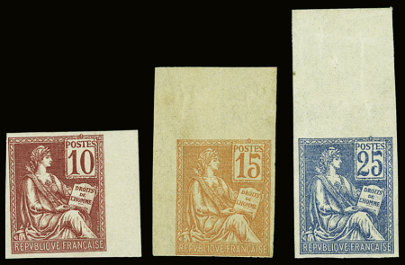 N°116a/118a Mouchon, les 3 valeurs T II, en non dentelé,