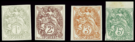 N°107/111 (manque le 110), les 4 valeurs en non dentelés,