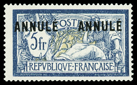 N°123-CI 2 5fr bleu, Merson, deux surcharges en A,