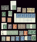 Lot de variétés de France, sur 1 plaquette, 37 timbres,