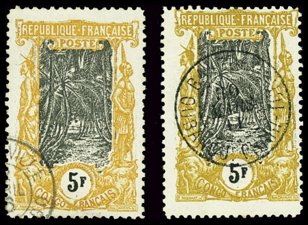 N°41a 5fr, nuance moutarde et noir, obl. TTB. Signé