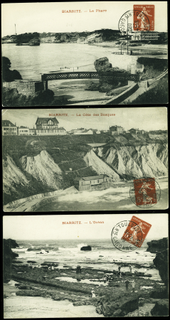 9 pseudo-entiers cartes postales 5c semeuse rouge