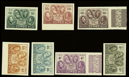 N°185a/191a Cinquantenaire du Congo Belge, non dentelés,