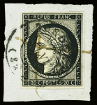 N°3 en paire obl CAD T15 "St Quentin (2)" (9 janv 1849) sur lettre pour Metz. Est joint un n°3 obl T15 "Bordeaux (32)" (7 janv 49) sur petit fragment. TB