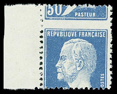 N°176 50c bleu, variété piquage à cheval neuf **, avec