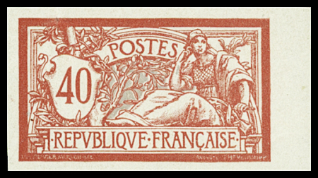 N°119a 40c rouge et bleu, non dentelé, neuf **, TB.