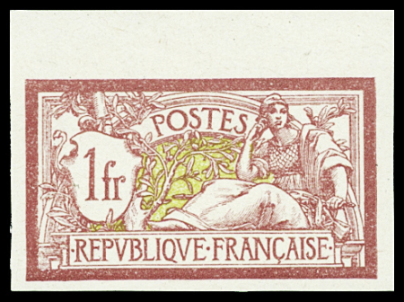 N°121a 1f lie de vin et olive, non dentelé, neuf*,