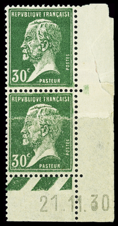 N°174 30c vert, variété impression sur raccord, neuf