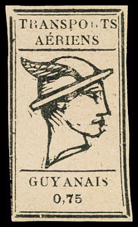 POSTE AERIENNE N°5 0.75c noir s. rose, toujours neuf