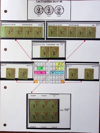 N°45 de la Réunion, étude de 55 timbres présentés en