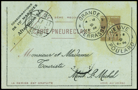 Pseudo-entier carte lettre 30c brun rouge sur bleu