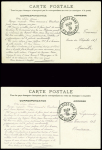4 pseudo-entiers cartes postales 5c semeuse rouge 