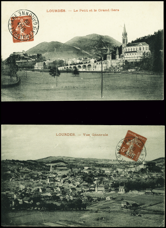 4 pseudo-entiers cartes postales 5c semeuse rouge