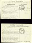 4 pseudo-entiers cartes postales 5c semeuse rouge 