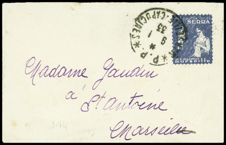 Petite env. pseudo entier postal avec figurine ble