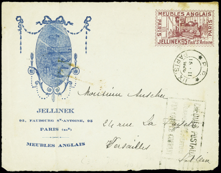 Devant de pseudo entier postal avec figurine brun-