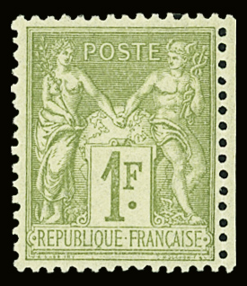 N°82 1f olive clair neuf ** TB