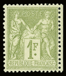 N°82 1f olive clair neuf ** TB