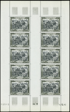 N°F29 1000f "Vue de Paris" en feuillet de 10, neuf