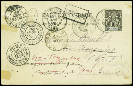 Carte postale entier 10c Groupe de St Pierre 1899 pour