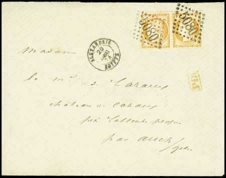 ALEXANDRIE N°38 40c Siège en paire obl. GC 5080 sur