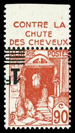 N°158Aaa variété surcharge renversée avec bande publicitaire,