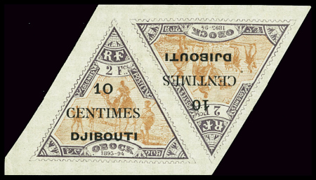 N°32ca 10c sur 2f (II) en paire dont 1 exemplaire avec