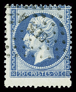 N°22 20c bleu, rare obl. losange CESA du Corps expéditionnaire