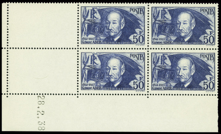 N°398 50f Clément Ader en bloc de 4, CD du 28.2.38,