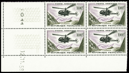 POSTE AERIENNE N°37 1000f "L'alouette" en bloc de 4,