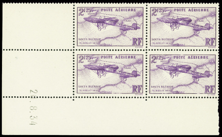 POSTE AERIENNE N°7 2f25 Louis Blériot en bloc de 4,
