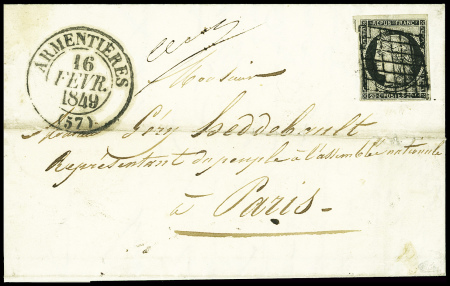 Rare cachet encerclé M du bureau de l'Assemblée Nationale