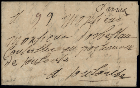 Lettre avec marque manuscrite "Arras" (Lenain n°1),