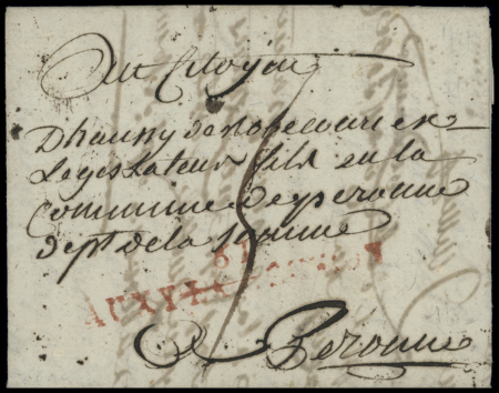 MP "61 AUXY LA REUNION" rouge (Nom révolutionnaire