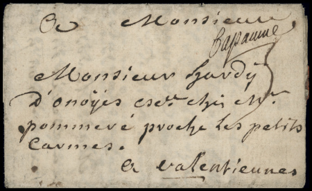 Lettre avec marque manuscrite "Bapaume" (Lenain n°2),