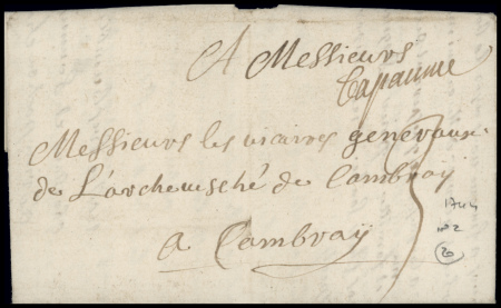 Lettre avec marque manuscrite "Bapaume" (Lenain n°2),