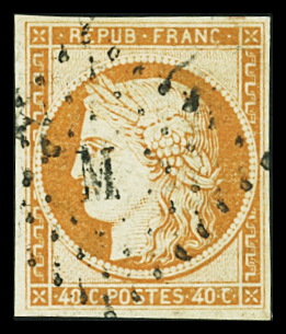 N°5 40c orange obl. rare losange M de l'Assemblé Nationale,