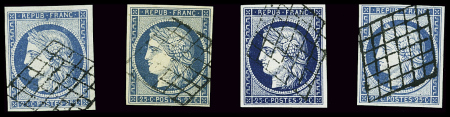 4 nuances : N°4 25c bleu, 4a bleu foncé, 4b bleu sur